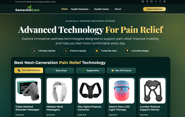 SanovitaCare wellness product discovery website